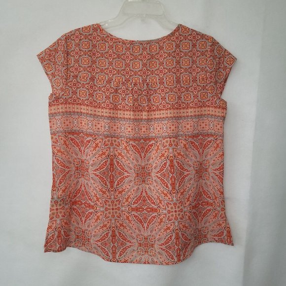Sanctuary Top Womens S Paisley Medallion Boho Short Sleeve Peasant Blouse - Picture 5 of 7